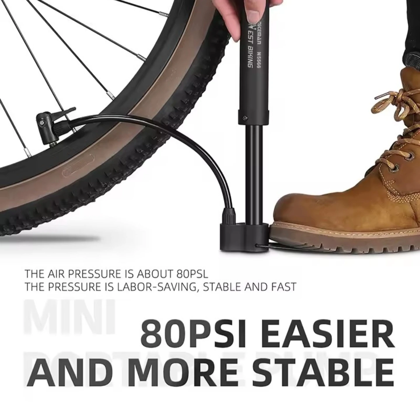 West Biking Mini Bike Pump 80PSI - photo 3