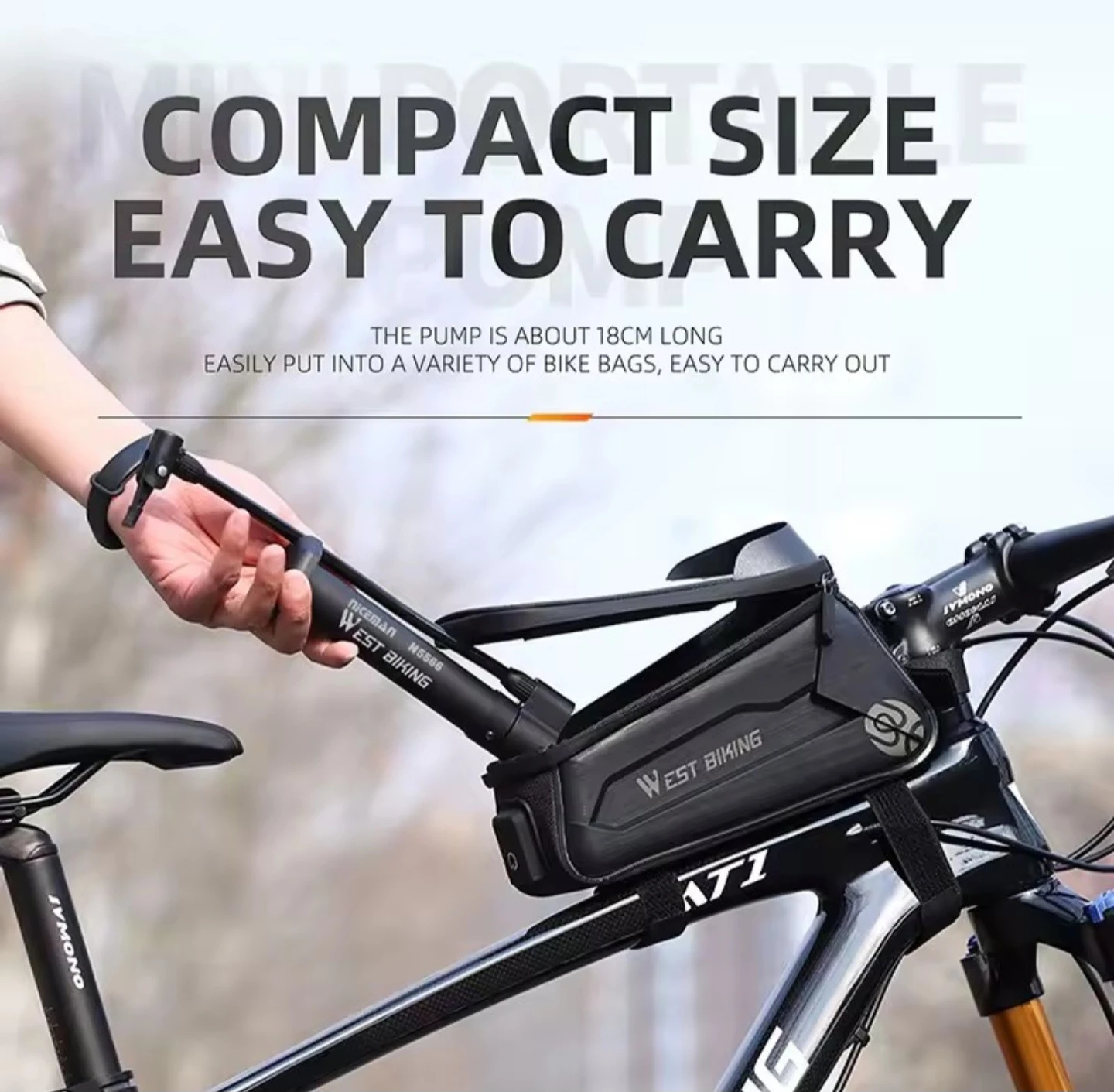 West Biking Mini Bike Pump 80PSI - photo 4