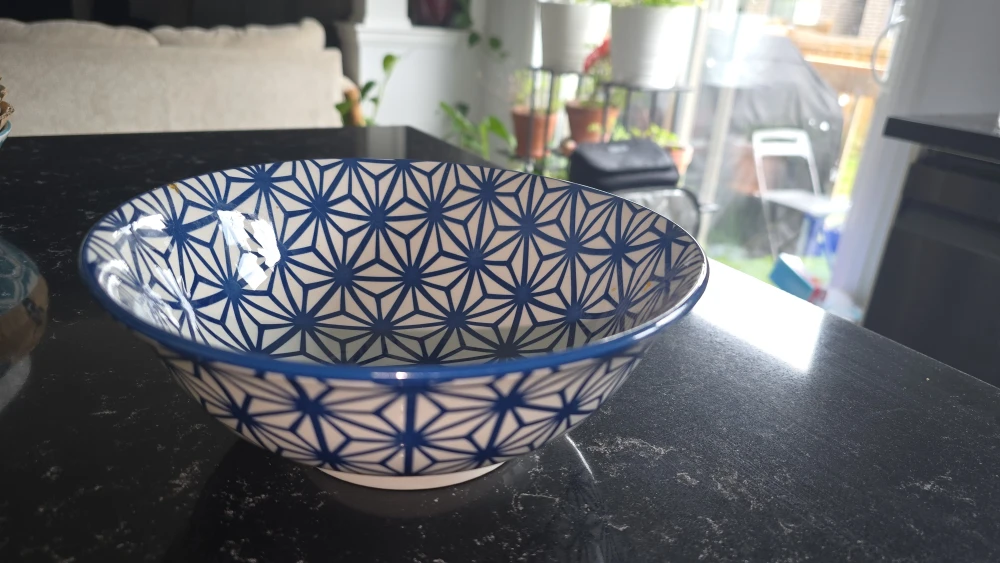 Blue Geometric Pattern Ceramic Bowl - photo 2