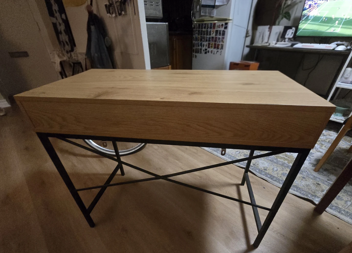 Wooden Desk with Drawer and Shelf - photo 2