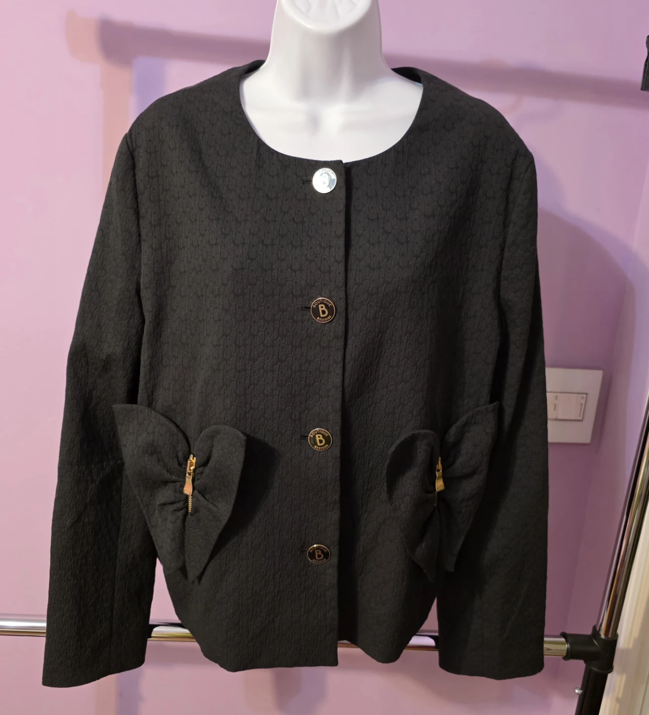Moschino Boutique Black Bow Detail Jacket Size 12