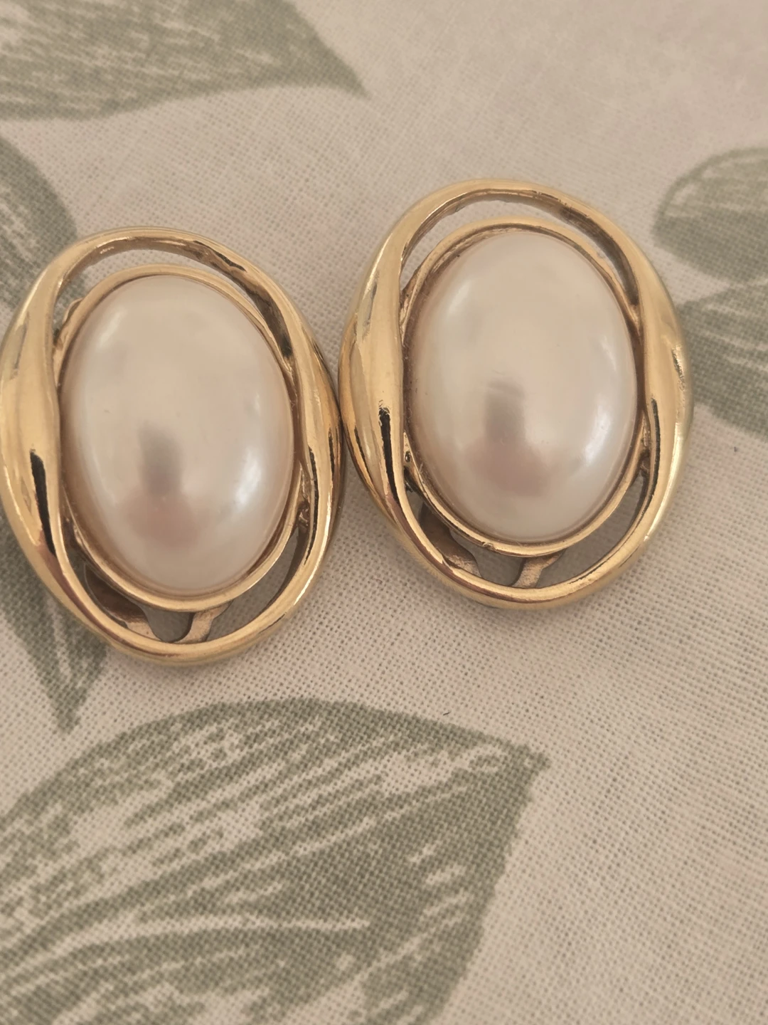 Gold-tone Clip-on Earrings with Faux Pearls