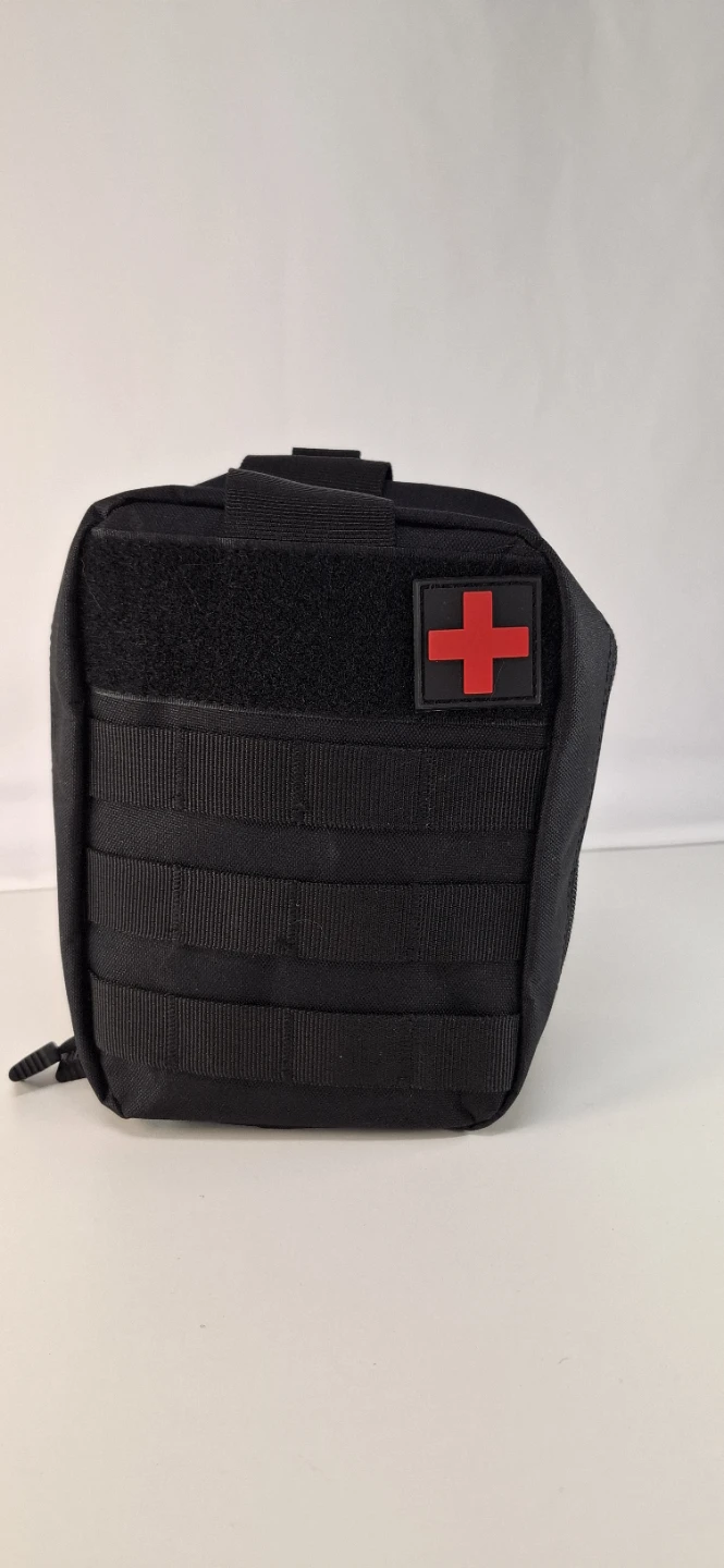 Black First Aid Kit Bag with Assorted Supplies