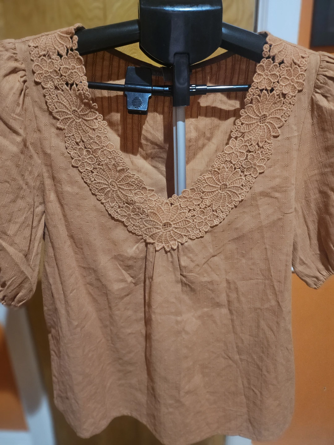 Daniel Rainn Brown Lace Neckline Blouse - photo 5