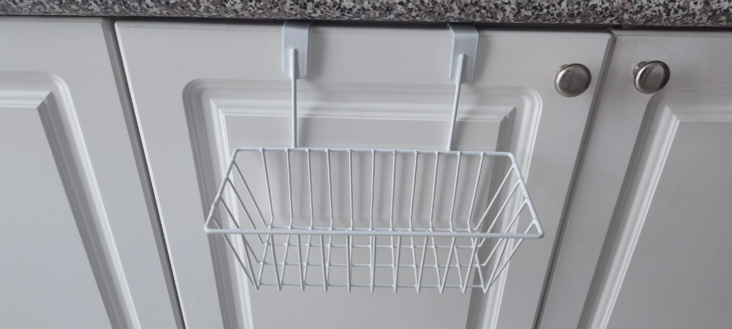 White Over-the-Cabinet Wire Basket Organizer