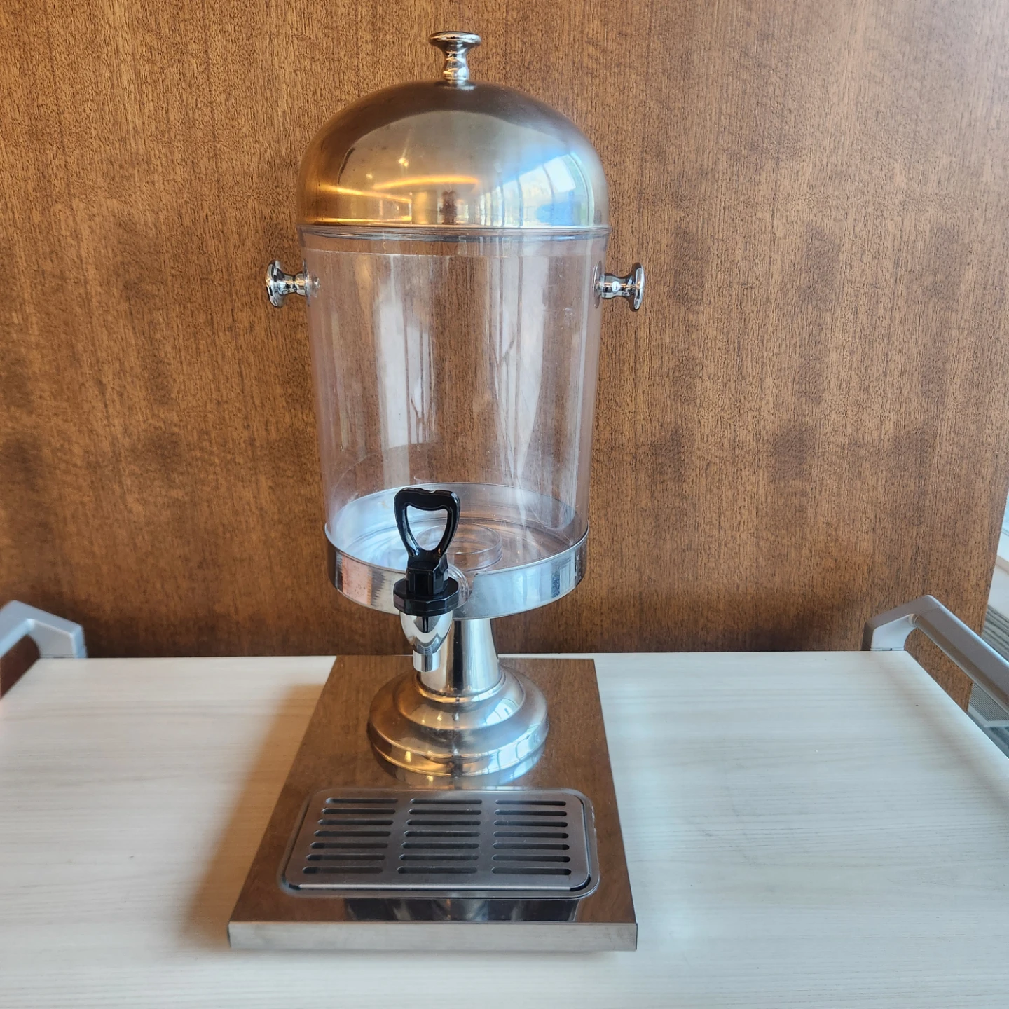 Clear Beverage Dispenser with Stainless Steel Base