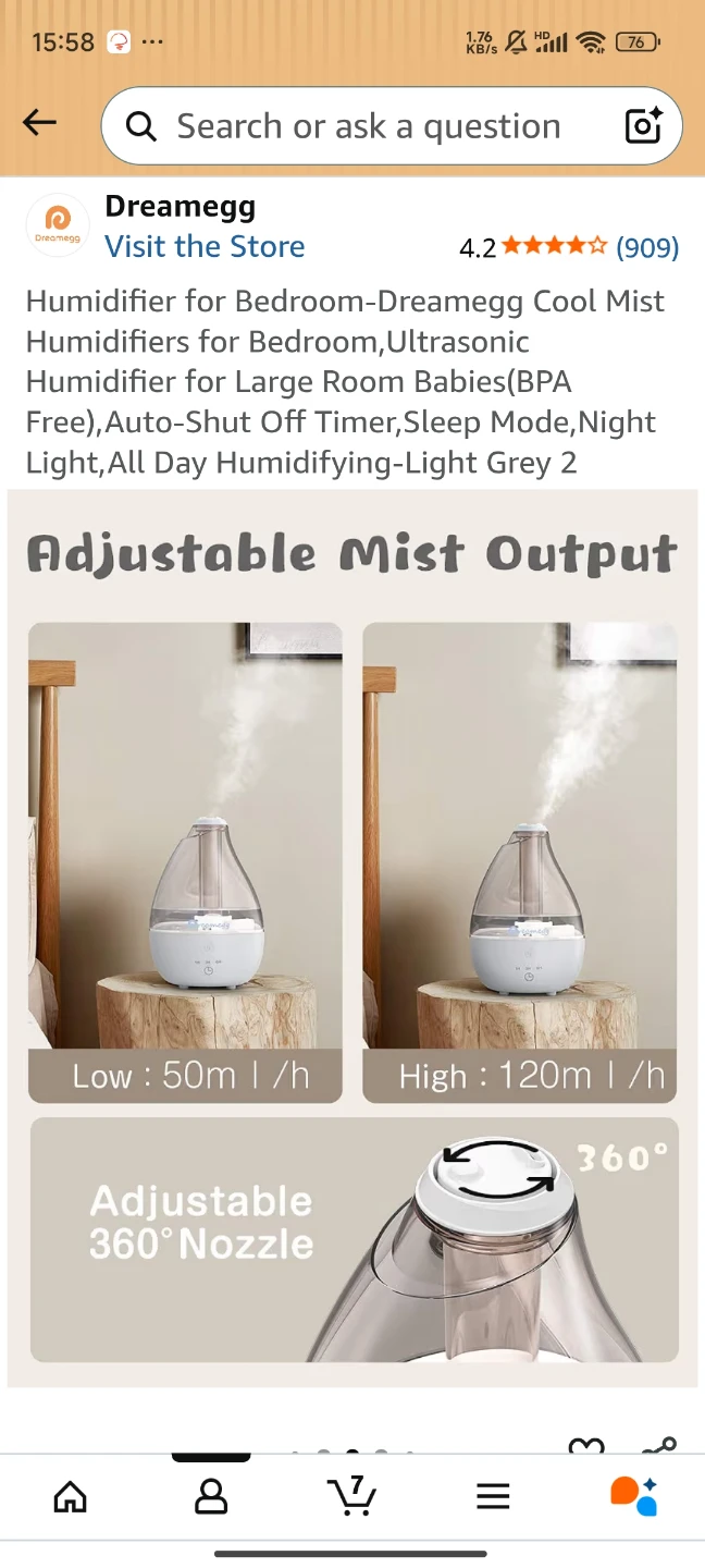 Dreamegg Cool Mist Humidifier - Light Grey 2 - photo 5
