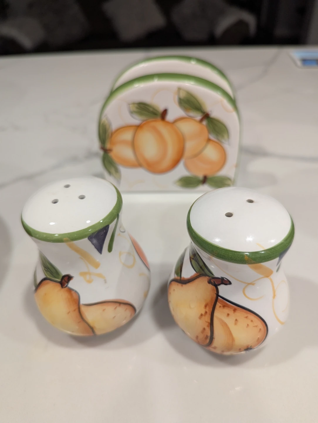 Fruit Salt and Pepper Shakers with Napkin Holder