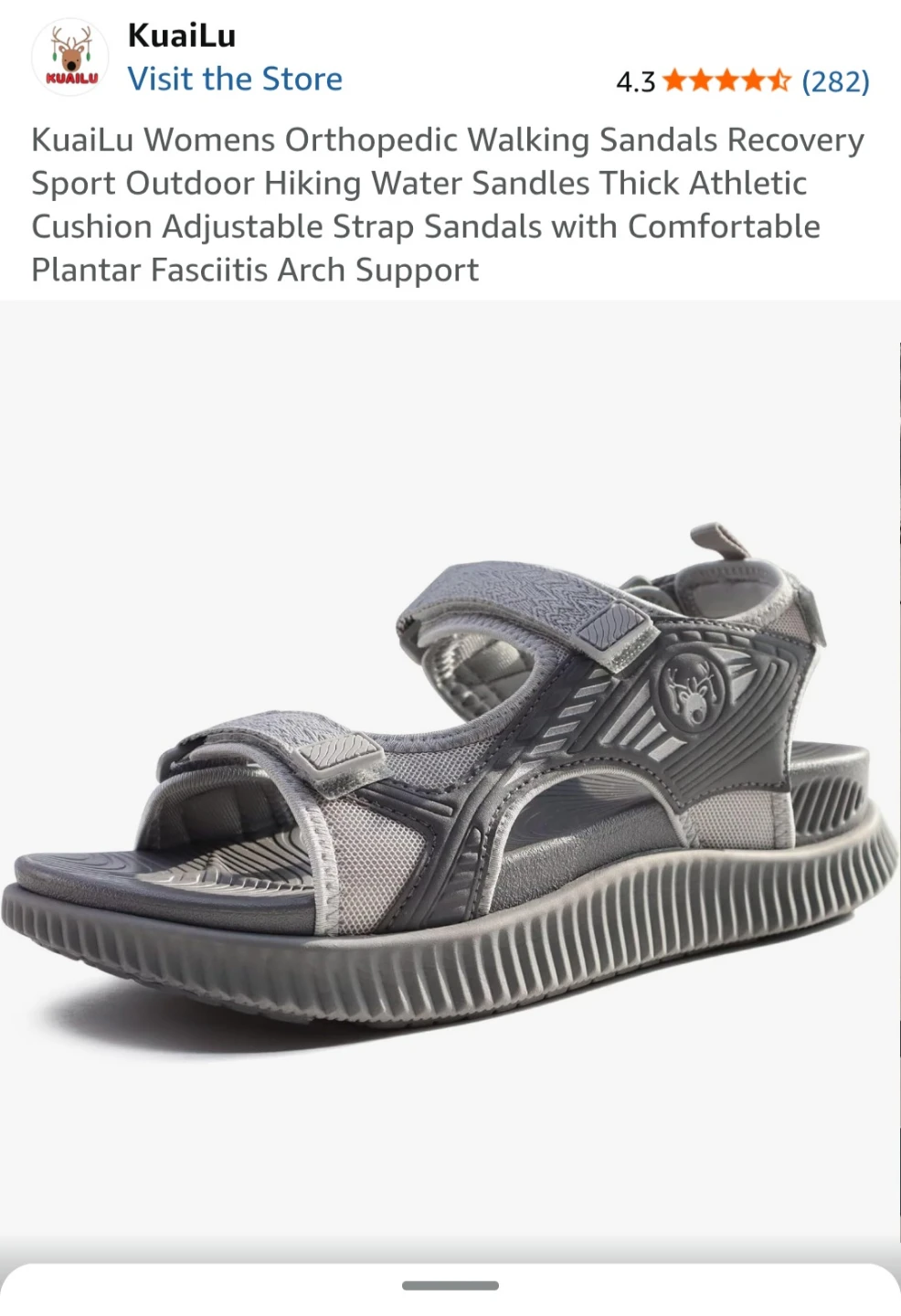 KuaiLu Women's  Walking Sandals - Grey size  7