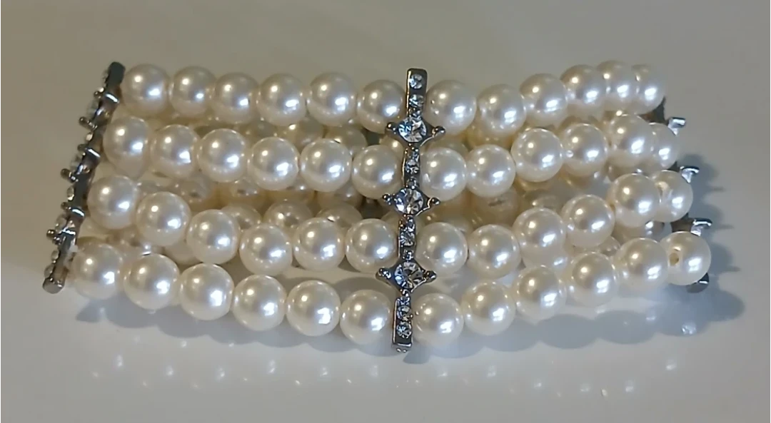Faux Pearl and Rhinestone Bracelet