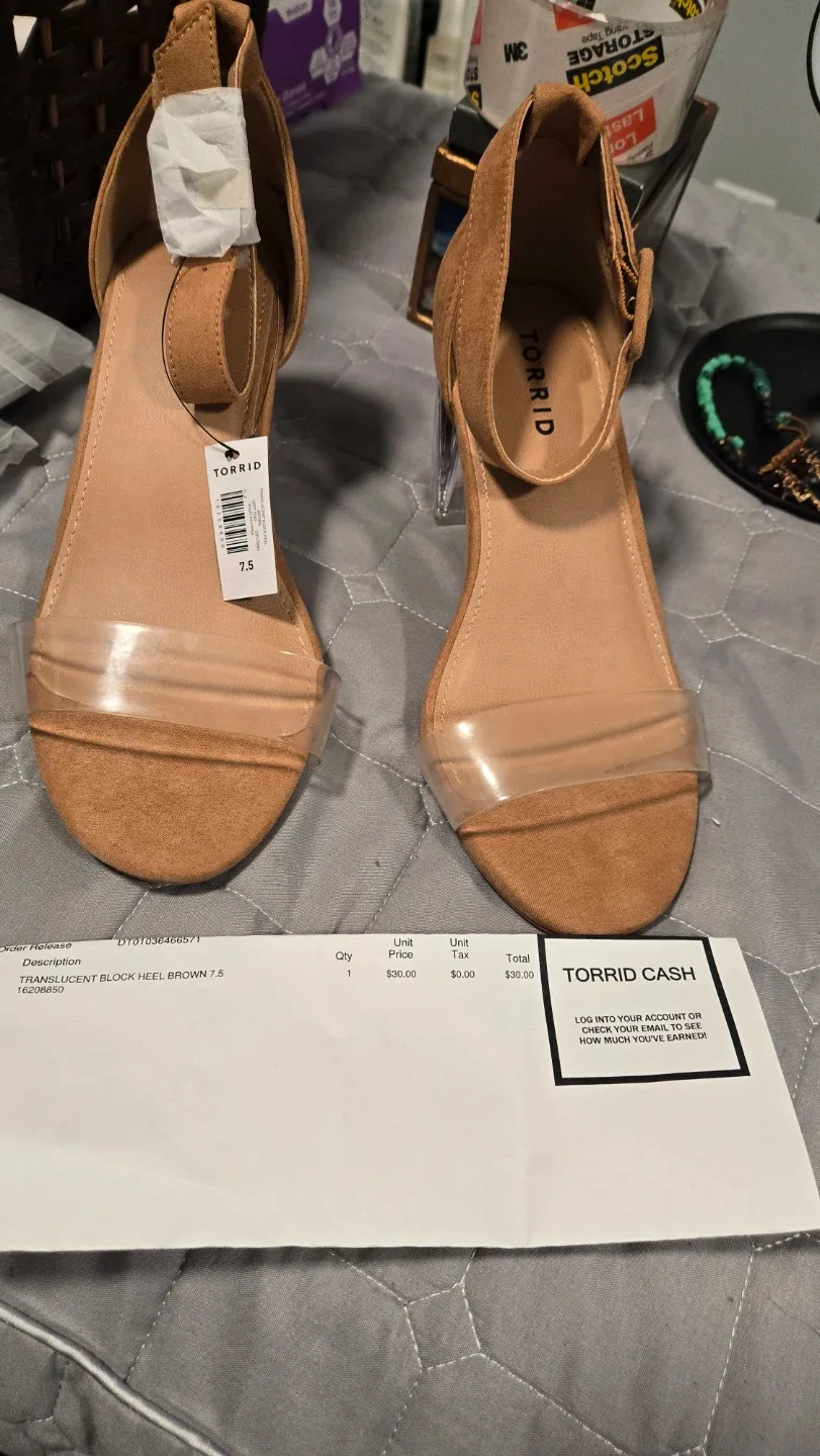 Torrid Translucent Block Heel Brown Size 7.5