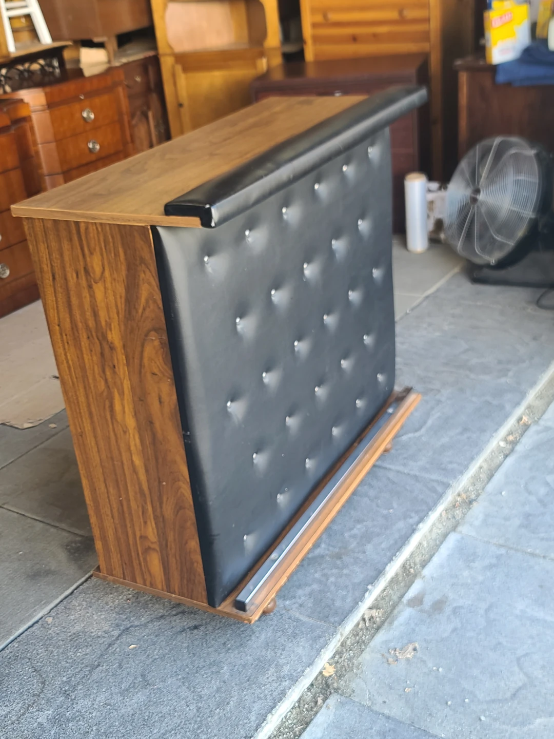 Vintage Bar Cart with Tufted Black Front - photo 2