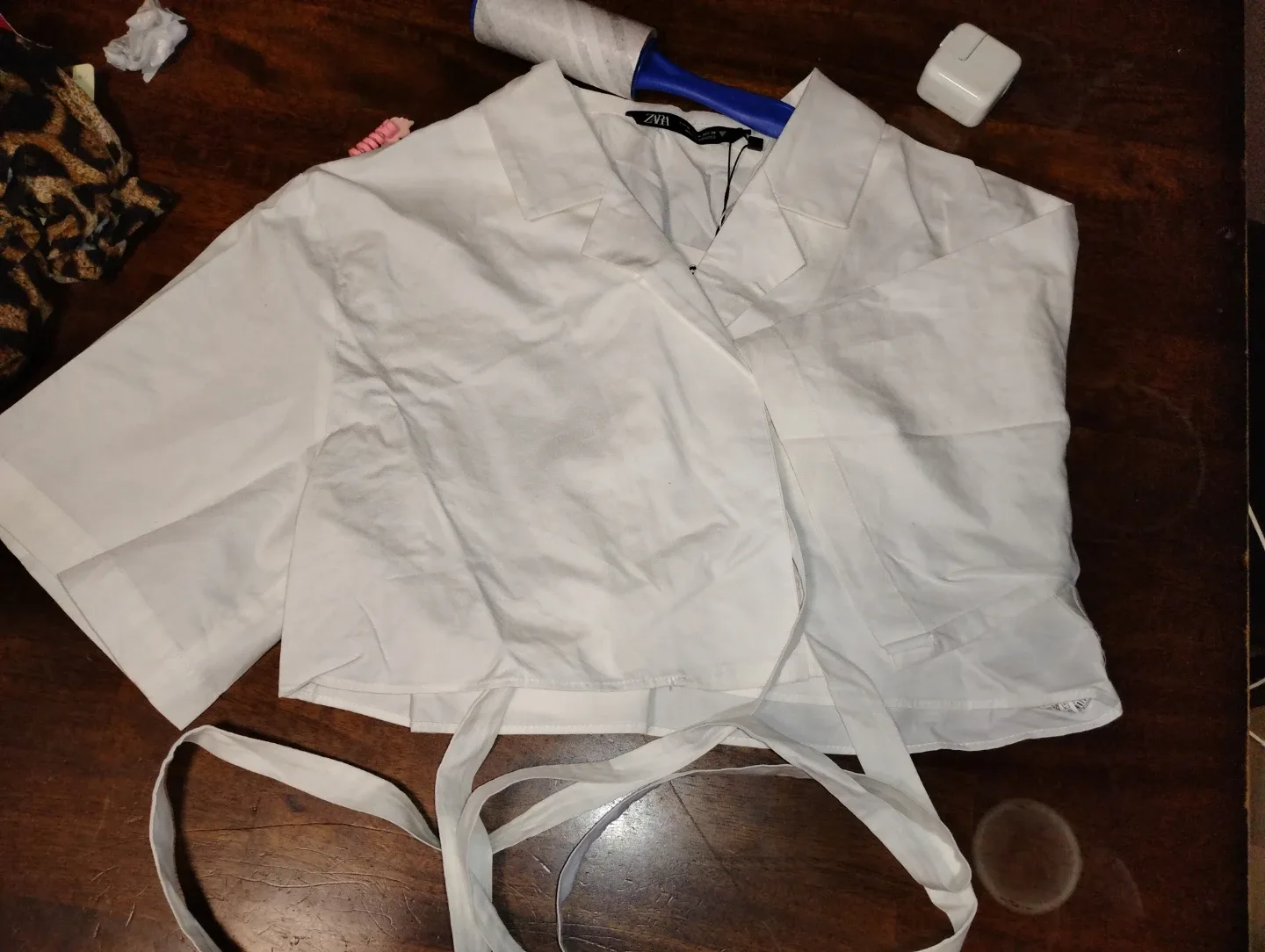 Zara White Cropped Button-Up Shirt - photo 2