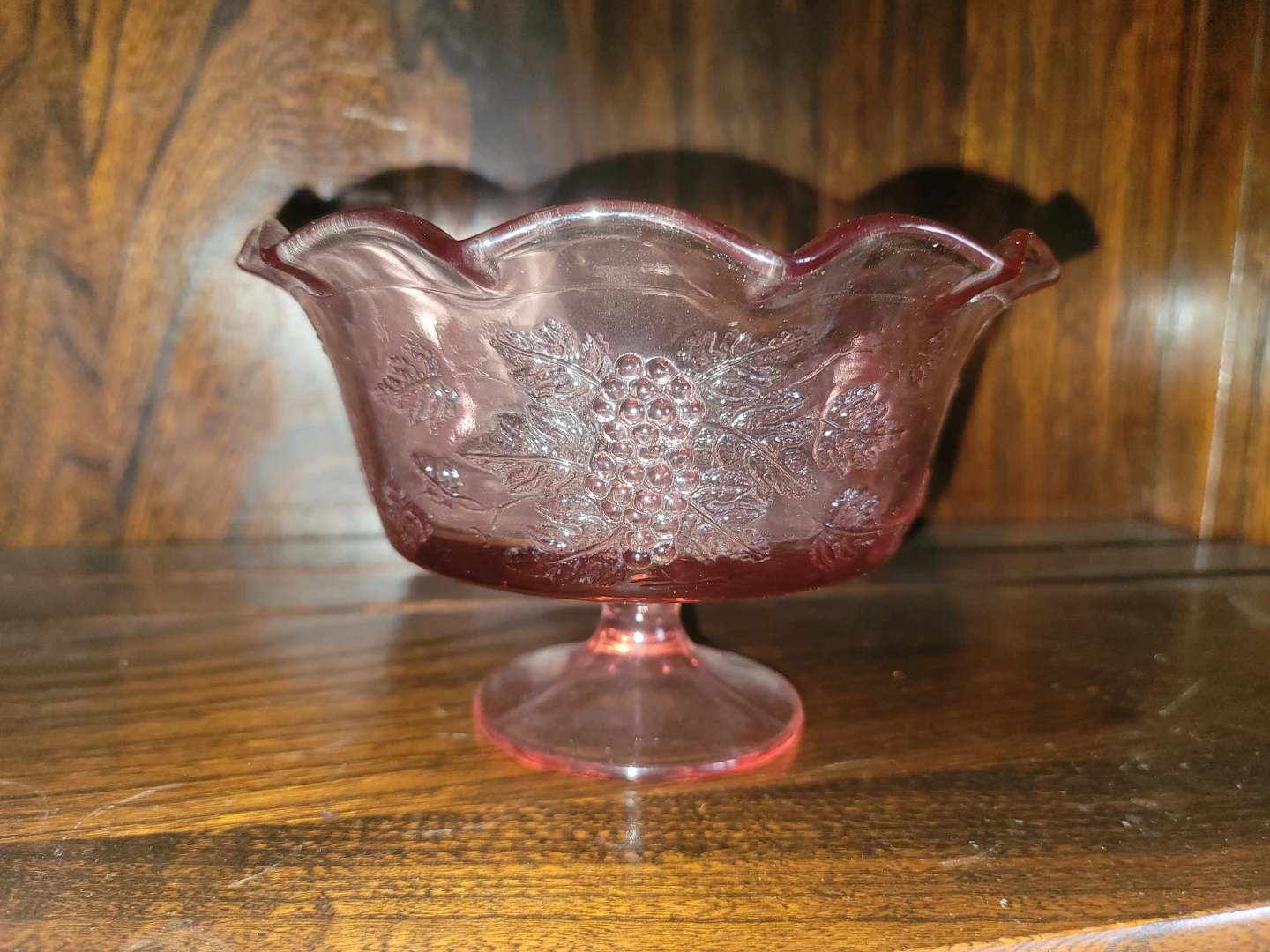 Pink Glass Footed Bowl