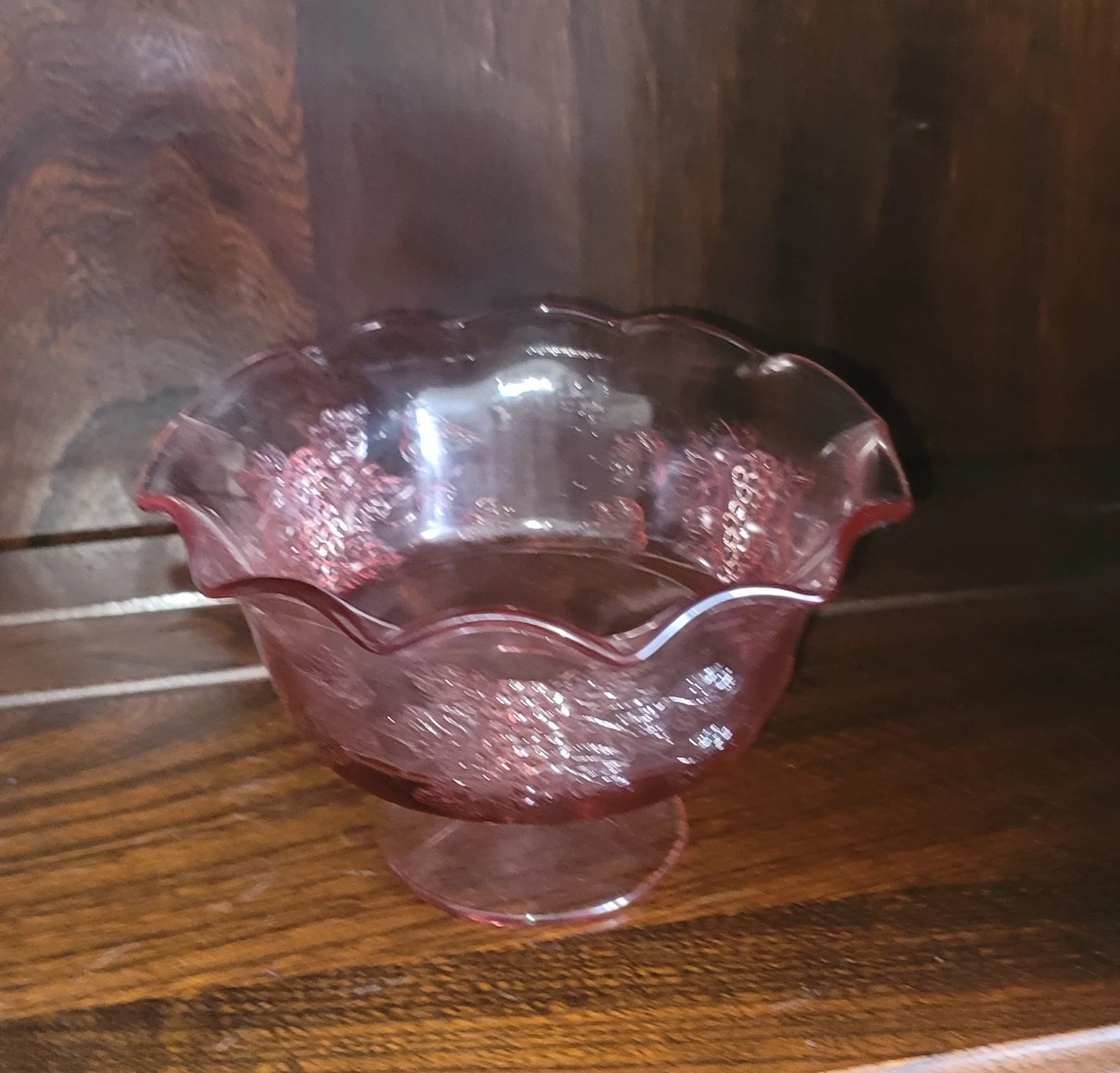 Pink Glass Footed Bowl - photo 2