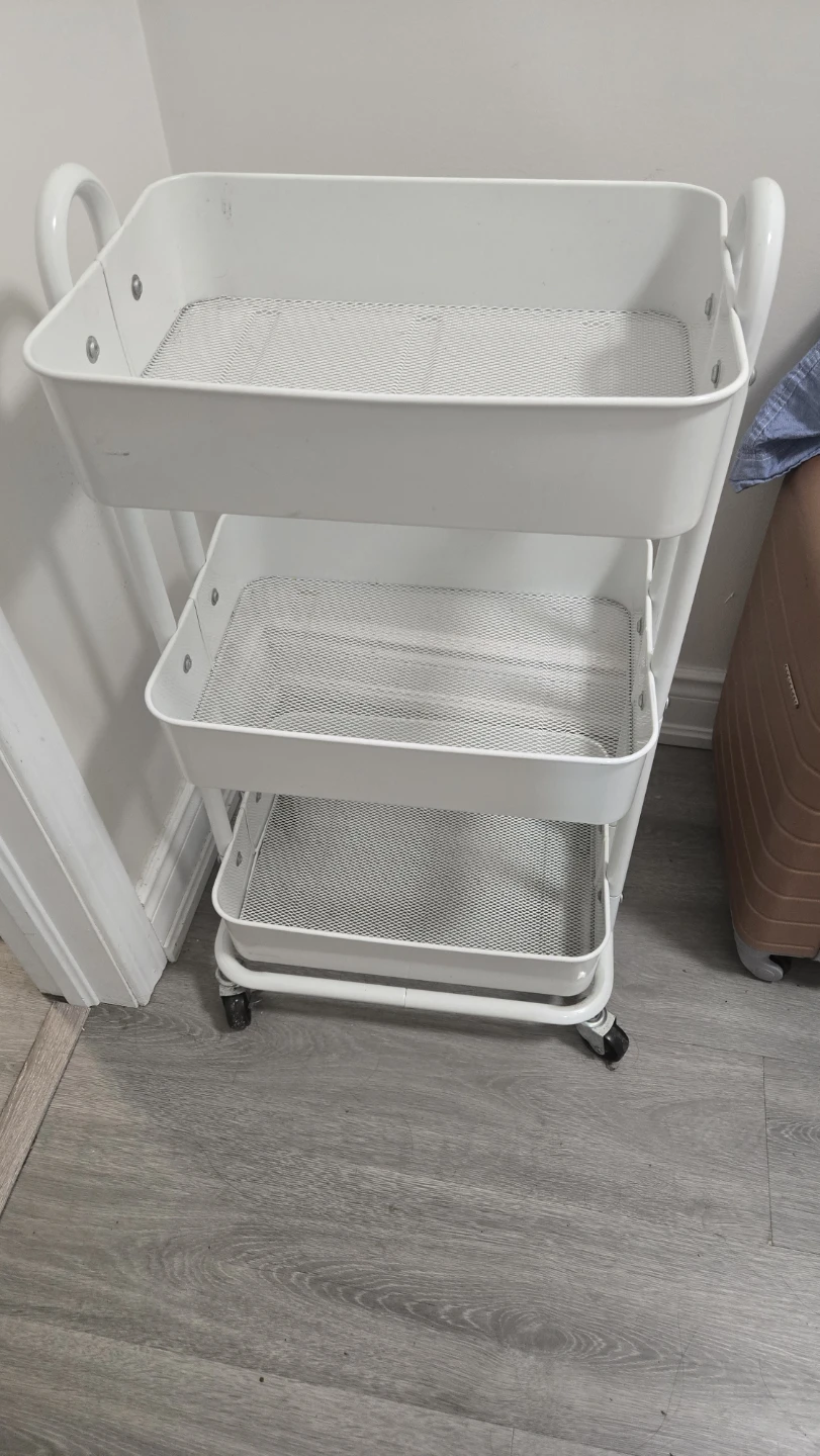 White 3-Tier Rolling Storage Cart - photo 3