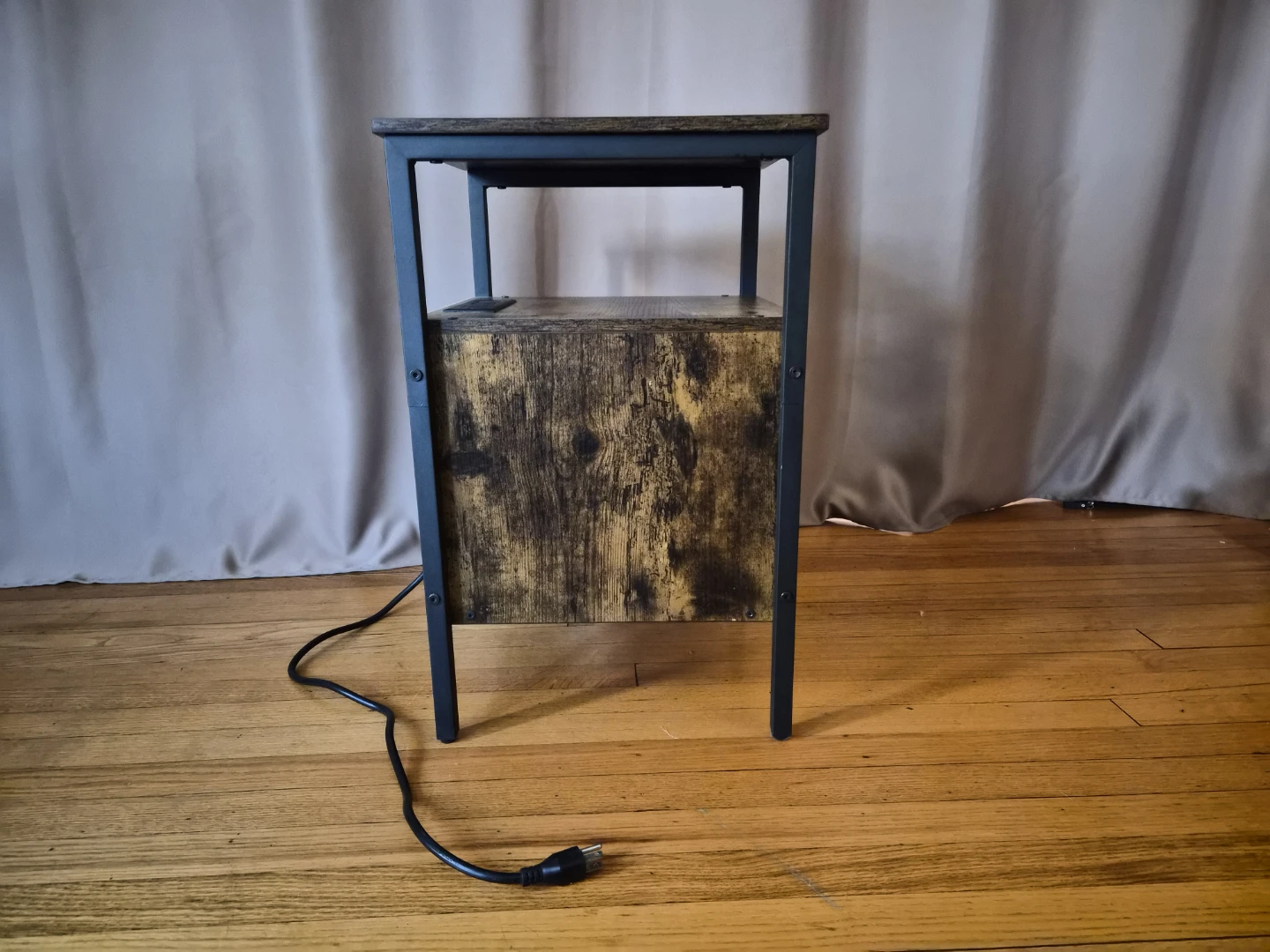 Wooden End Table - 2 drawers and built in outlet - photo 2