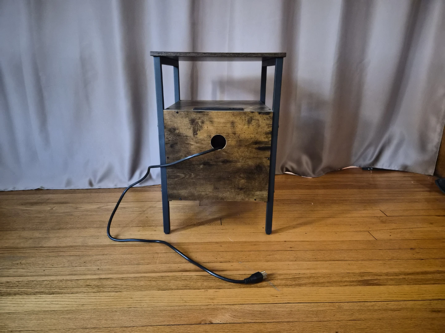 Wooden End Table - 2 drawers and built in outlet - photo 3