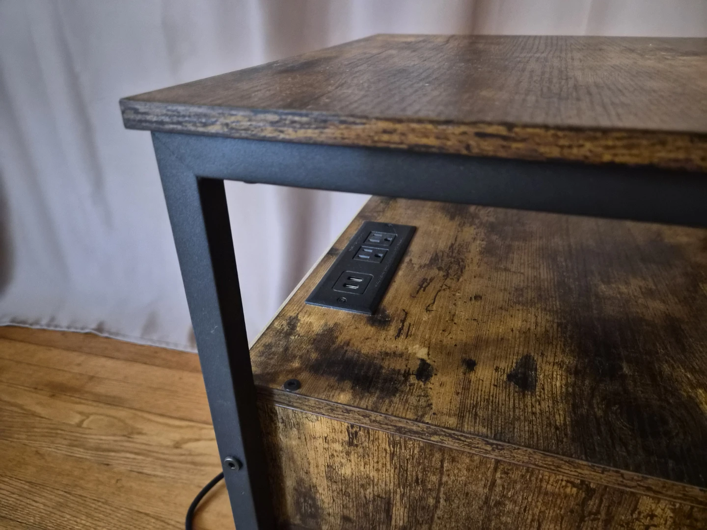 Wooden End Table - 2 drawers and built in outlet - photo 4