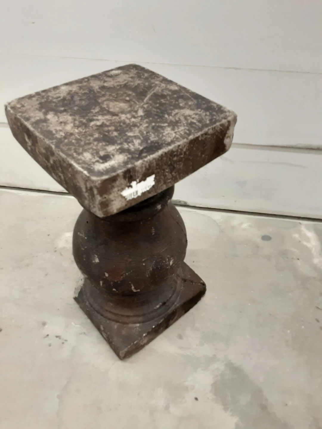 Cement Garden Pedestal Accent 16 inch H