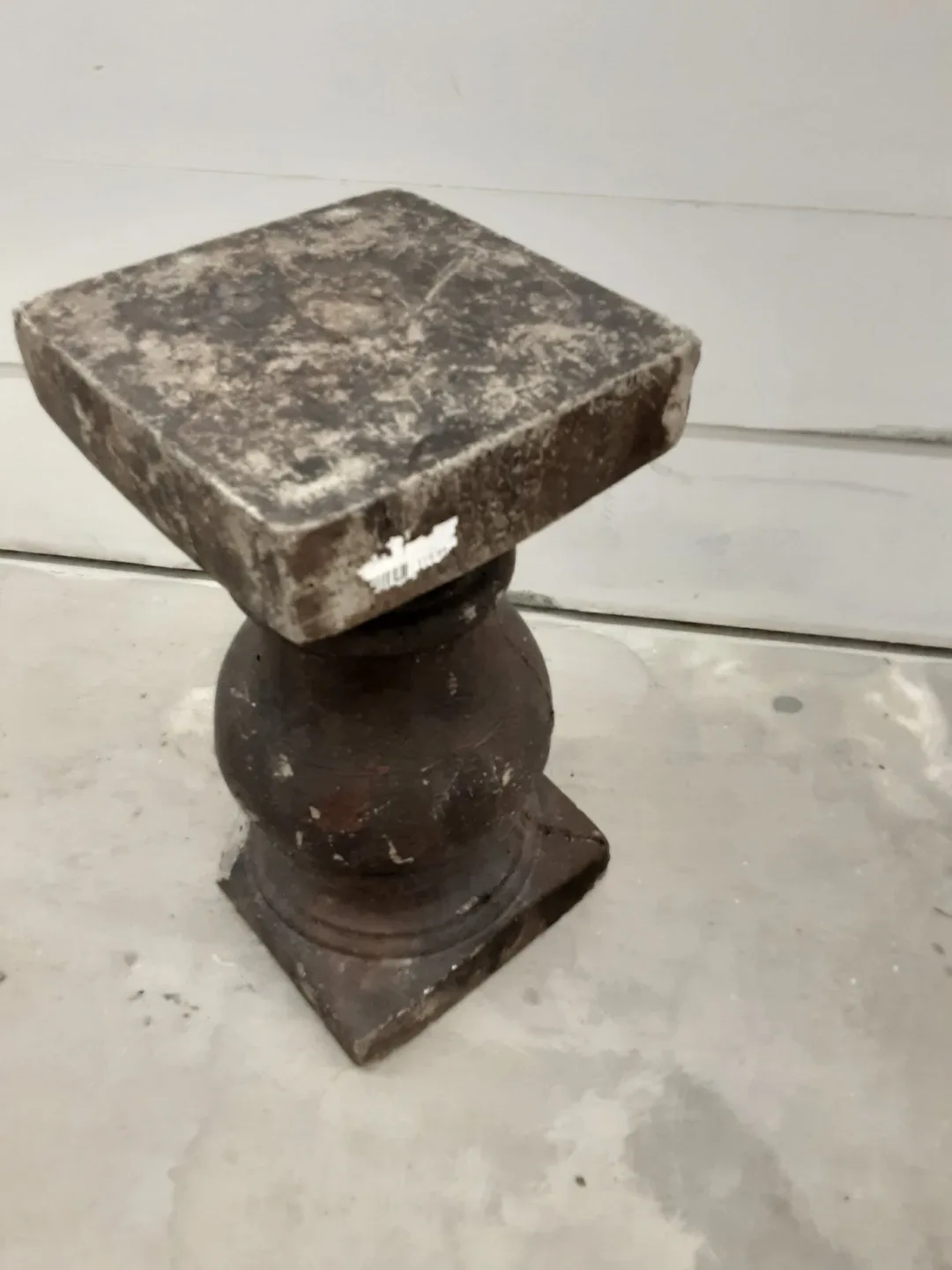 Cement Garden Pedestal Accent 16 inch H