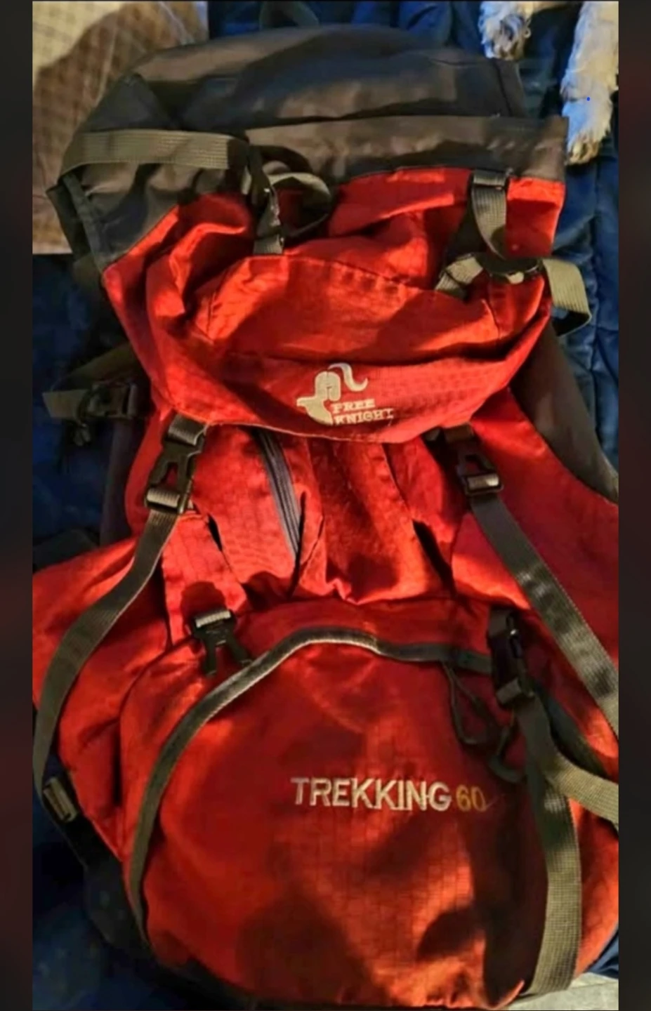 Free Knight Trekking 60L Hiking Camping Backpack Red/Gray