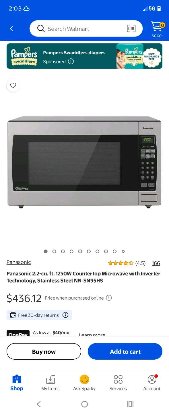 Panasonic 2.2 cu. ft. 1250W Countertop Microwave