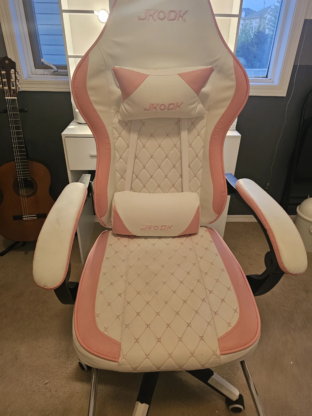 JKOOK Gaming Chair - White and Pink - photo 3