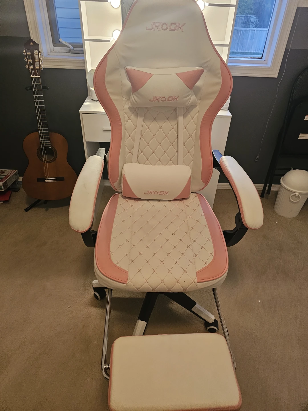 JKOOK Gaming Chair - White and Pink - photo 4
