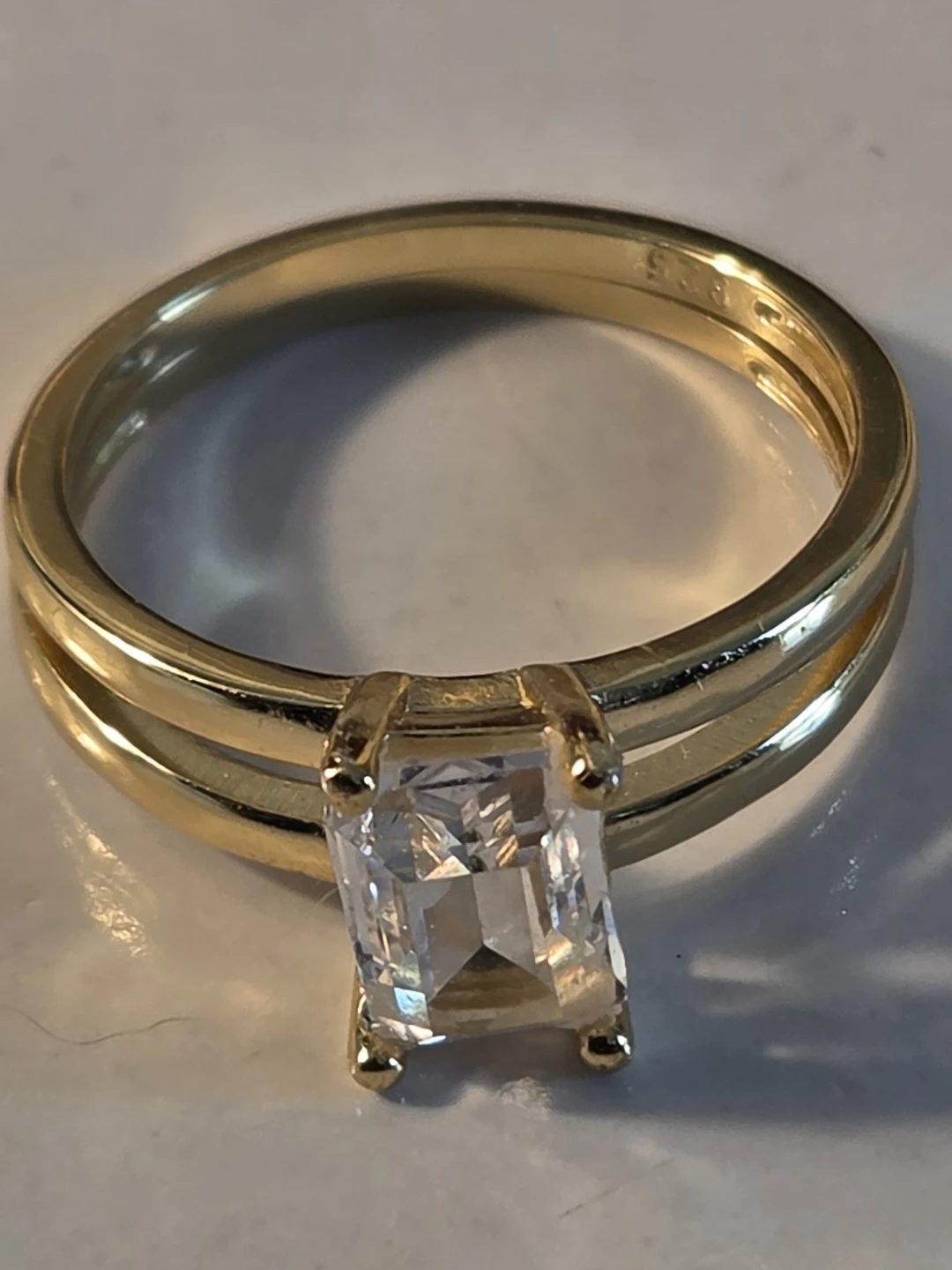 Gold over 925 silver Ring with Clear Stone