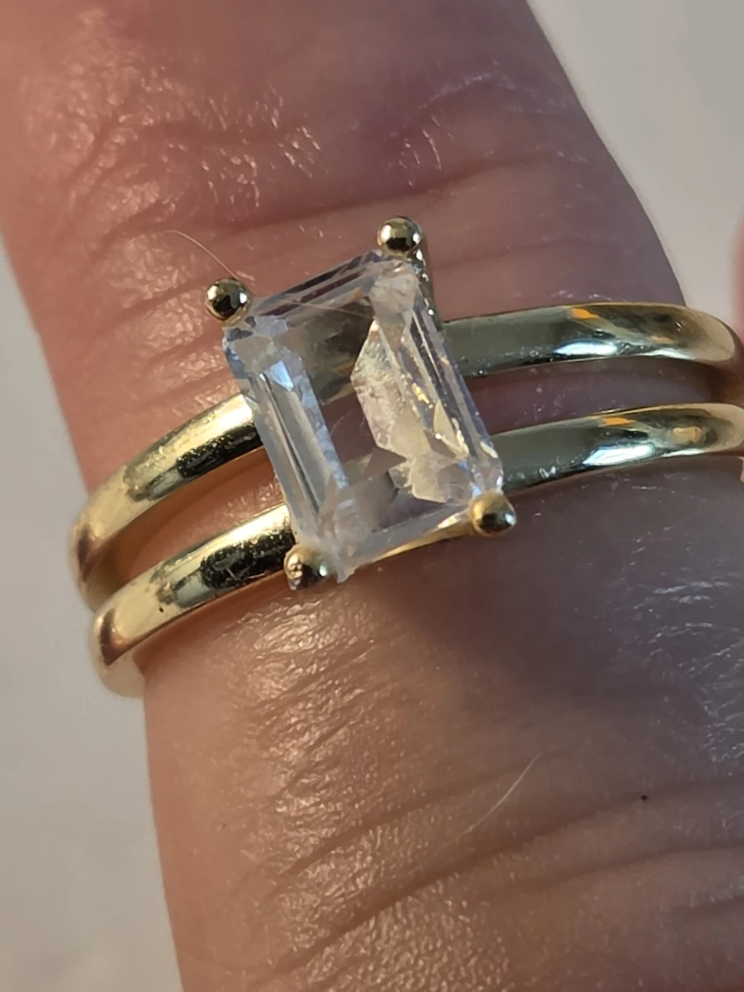 Gold over 925 silver Ring with Clear Stone - photo 2