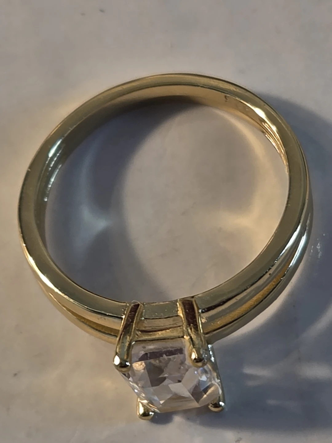 Gold over 925 silver Ring with Clear Stone - photo 3