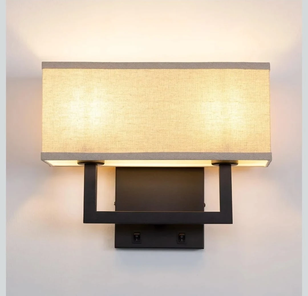 Double Sconce Wall Light with USB Ports