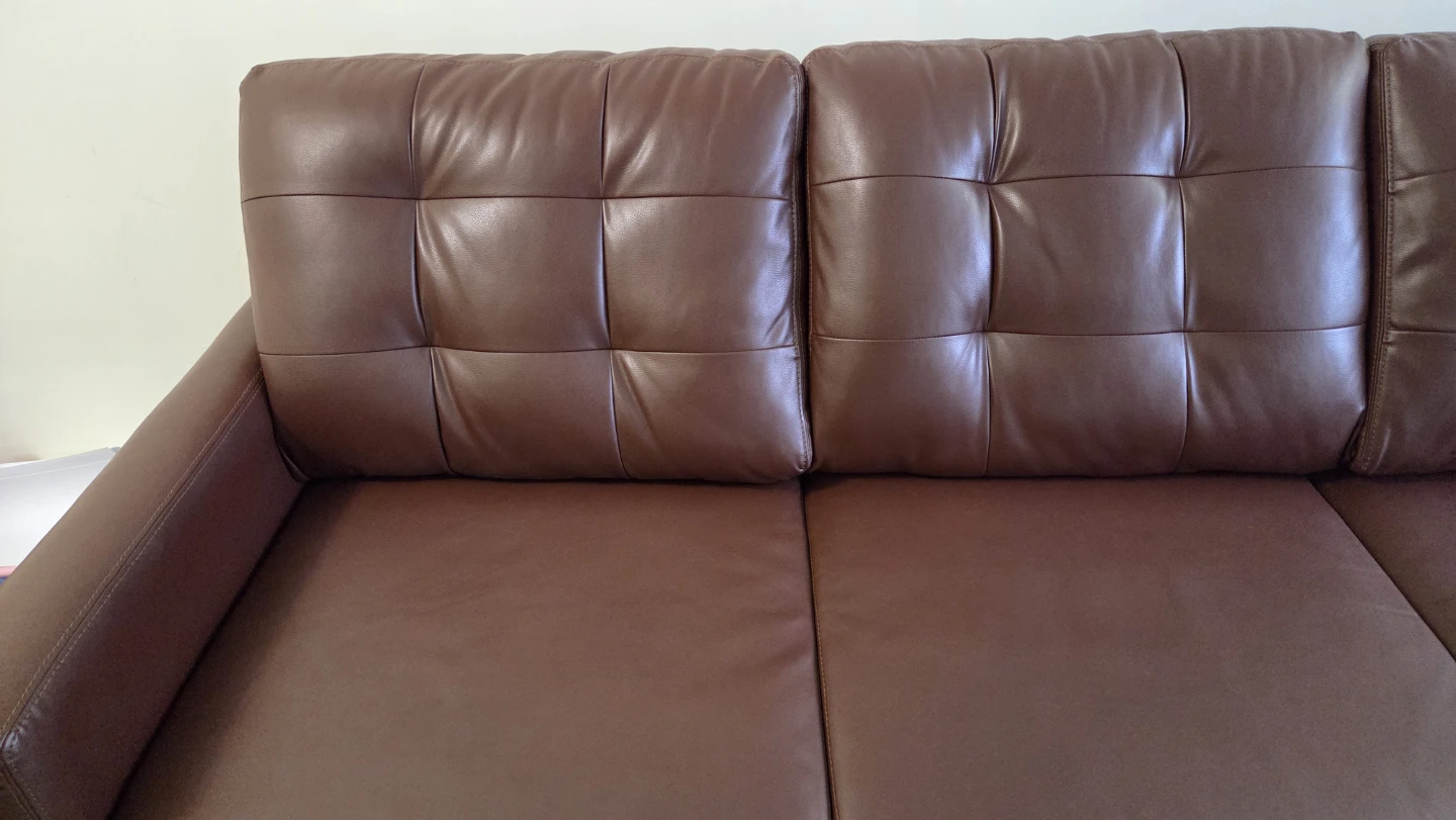Brown Faux Leather Sofa Set - Tufted Back - photo 3
