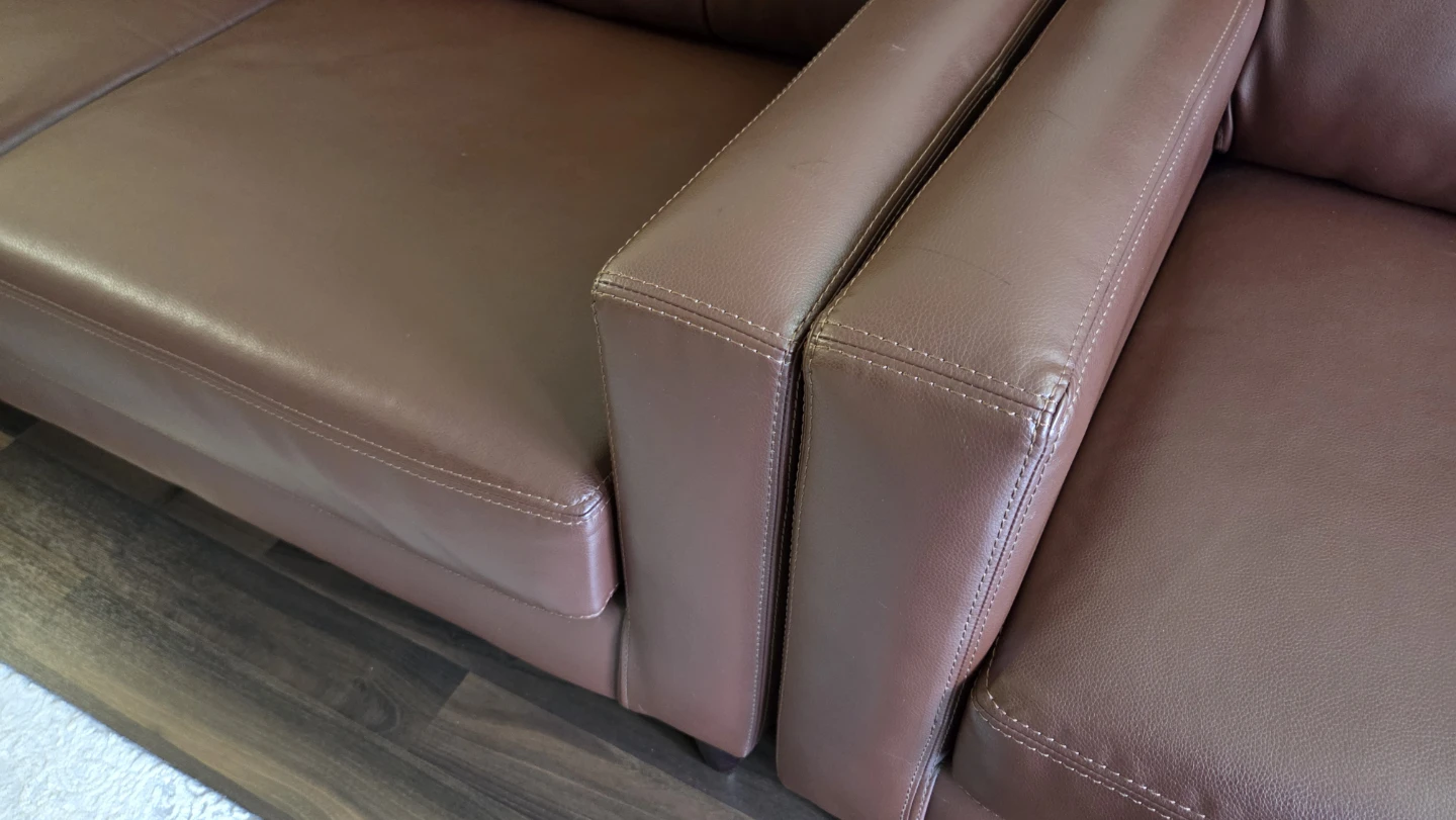 Brown Faux Leather Sofa Set - Tufted Back - photo 5