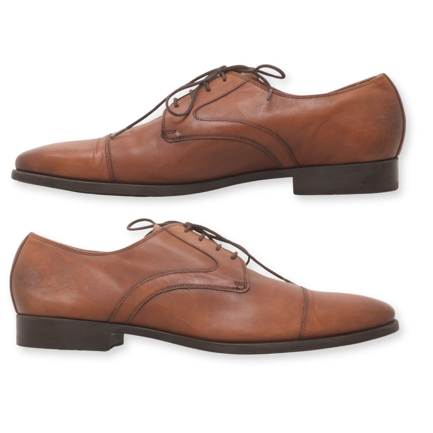 Men's Brown Leather Oxford Zara Man Cap Toe Lace-Up Dress Shoes