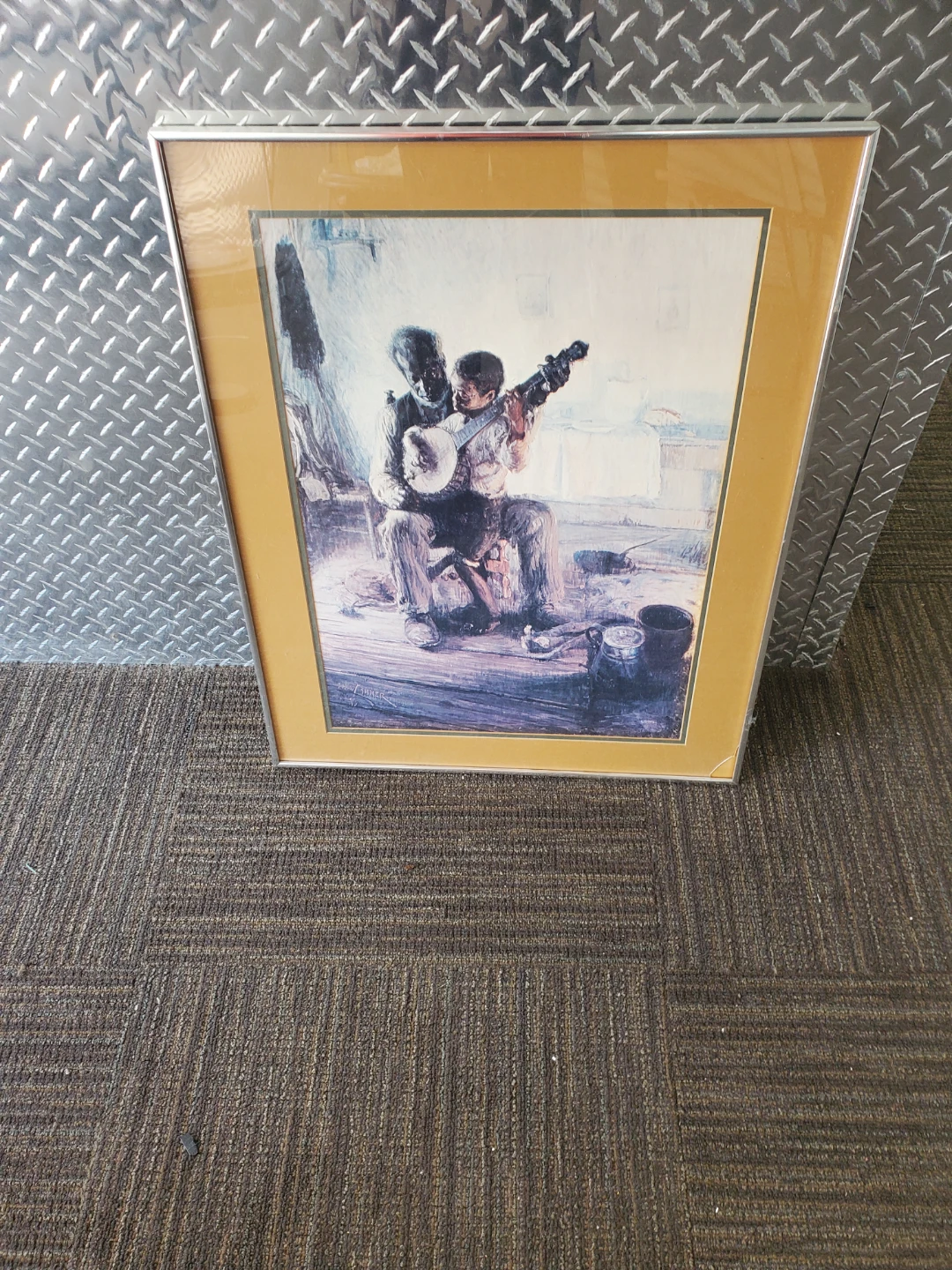 Framed Print of Man and Child Playing Banjo - photo 2