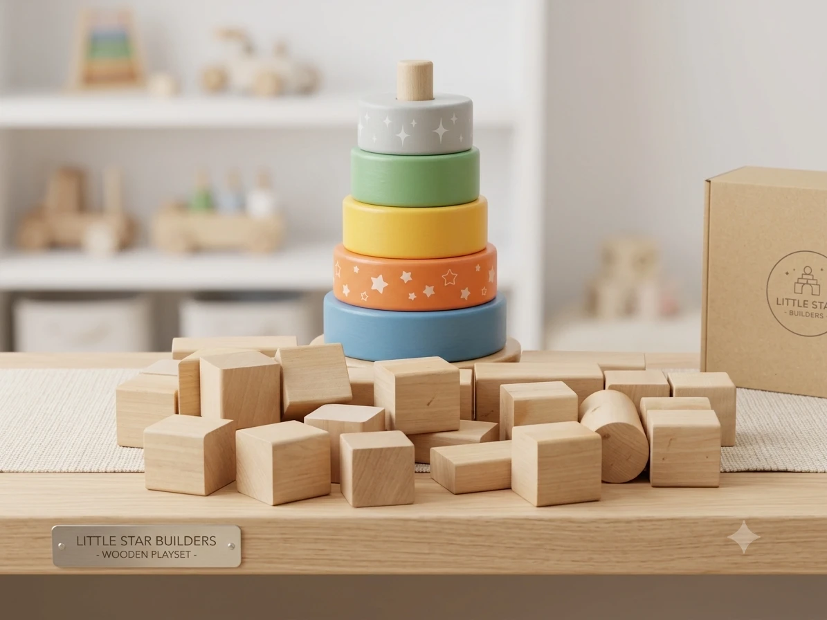 Wooden Toy Bundle -  Building Blocks + Ring Stacker - photo 2