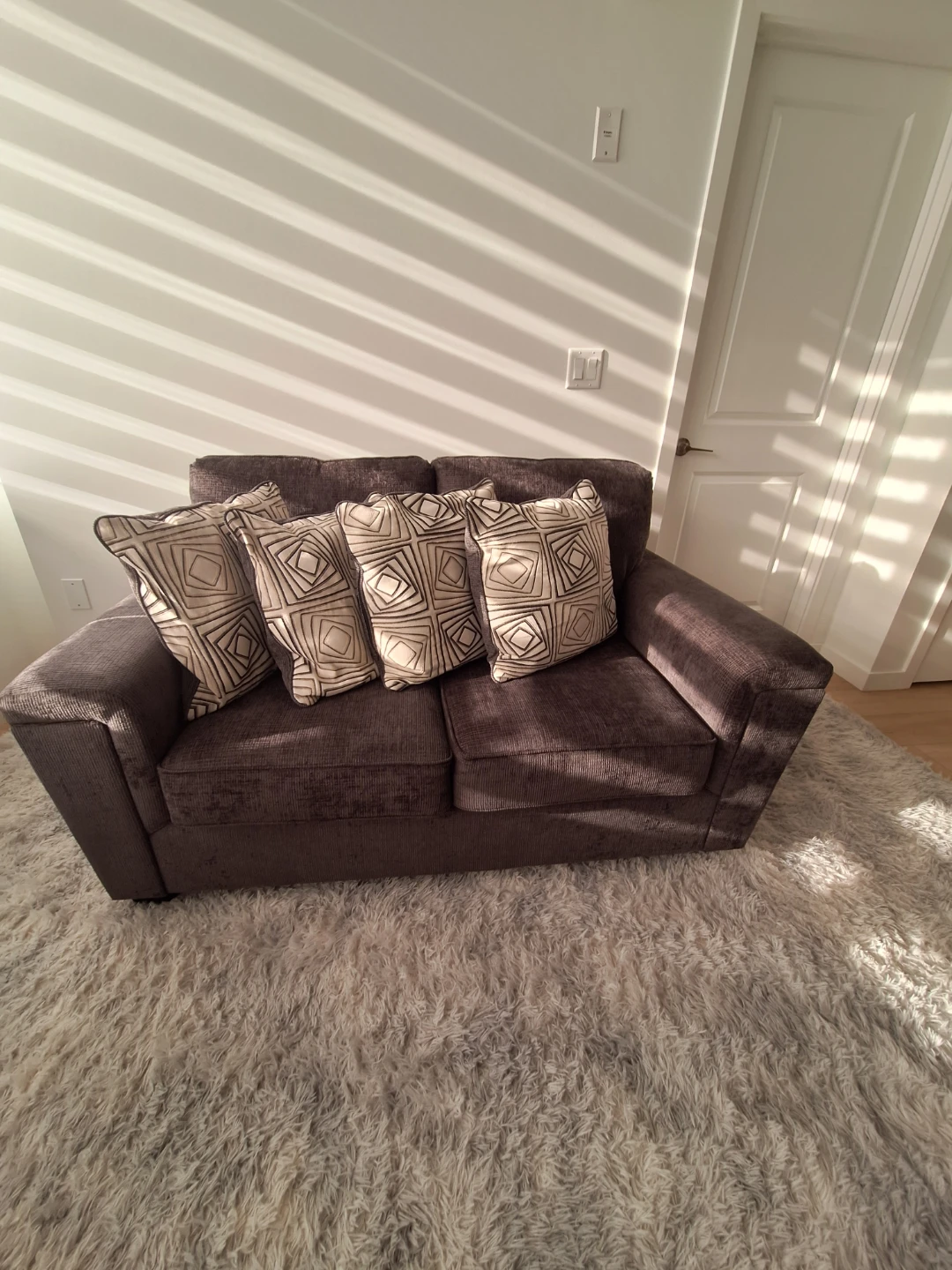 Grey Two-Seater Sofa with Decorative Pillows - photo 2