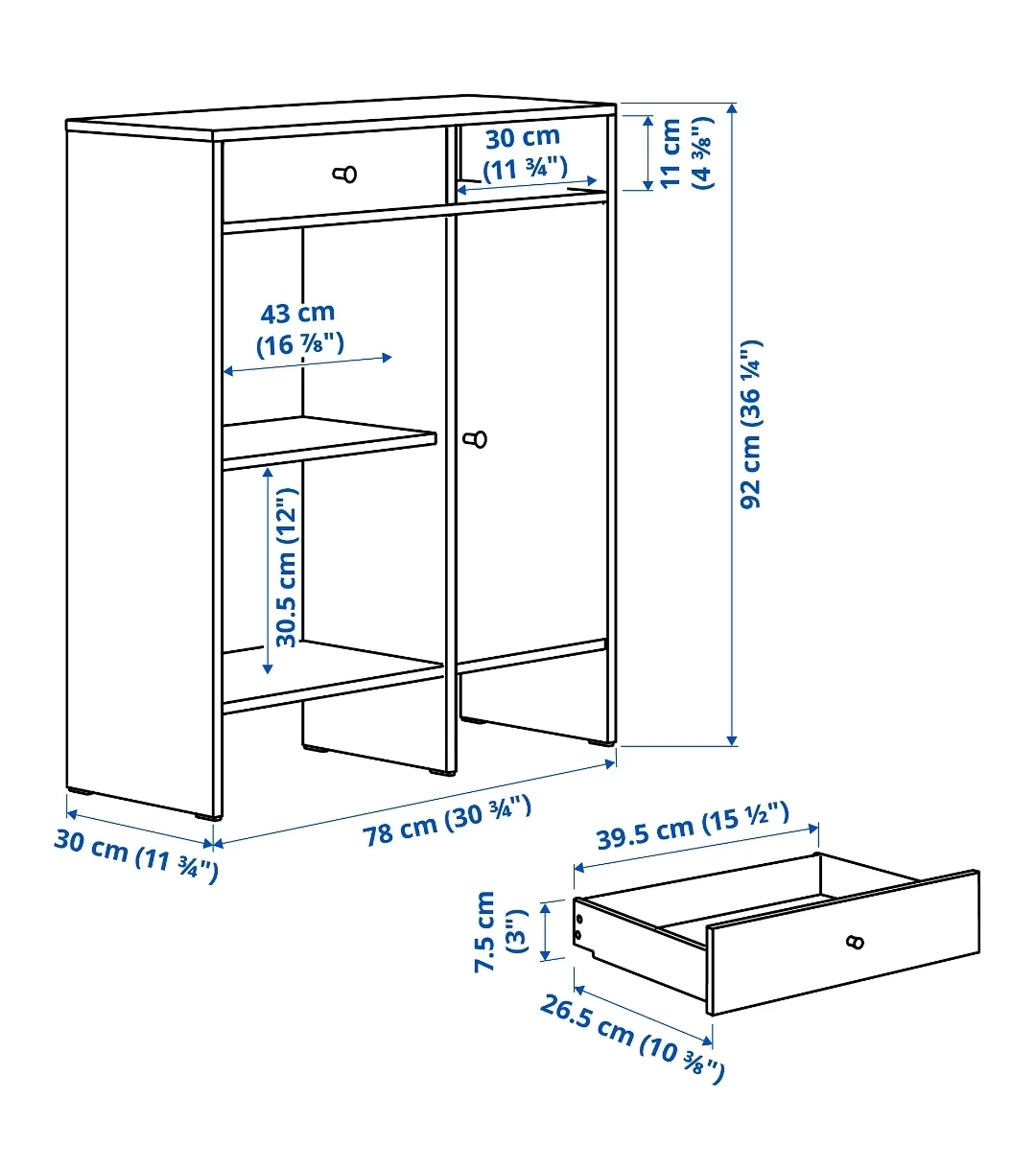 White Storage Cabinet with Drawer and Door - photo 5