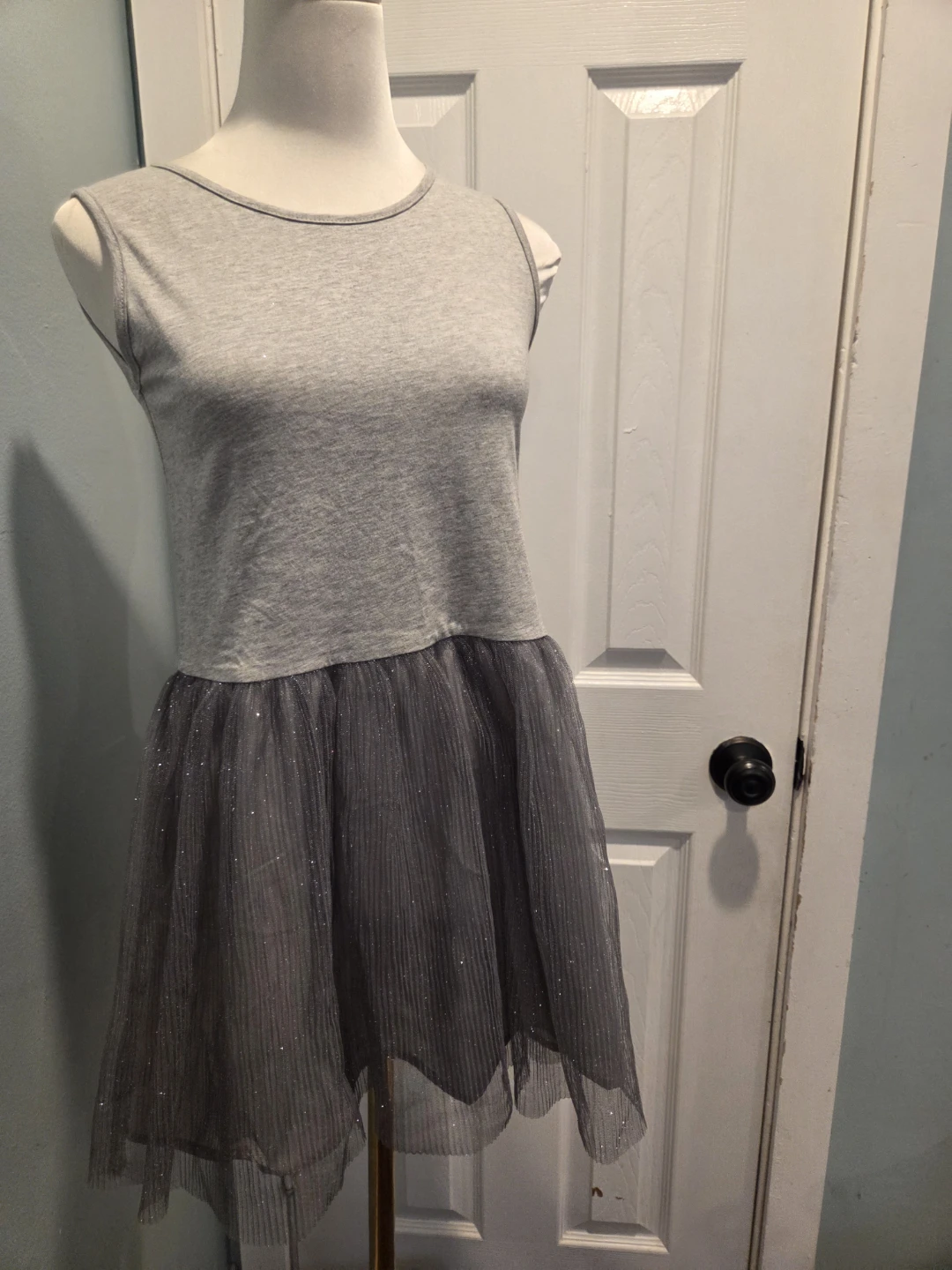Girls Grey Sparkle Sweater Dress