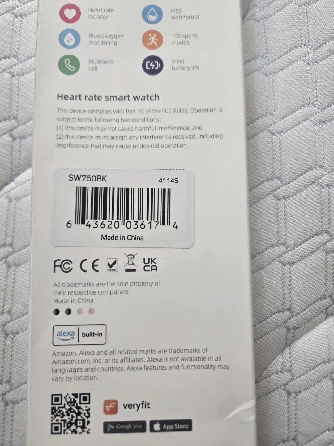 Smart Watch SW750BK with Alexa Built-in
