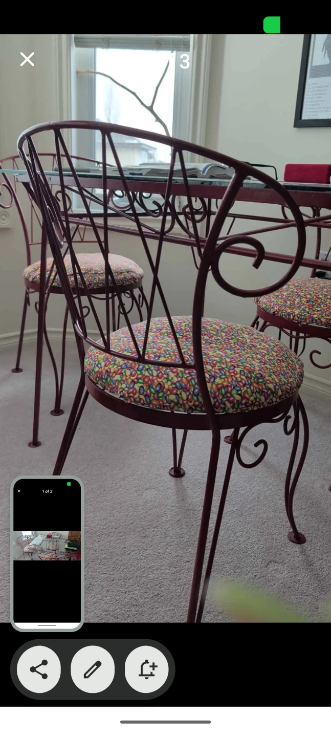 Vintage Metal & Glass Dining Set with 4 Chairs - photo 2