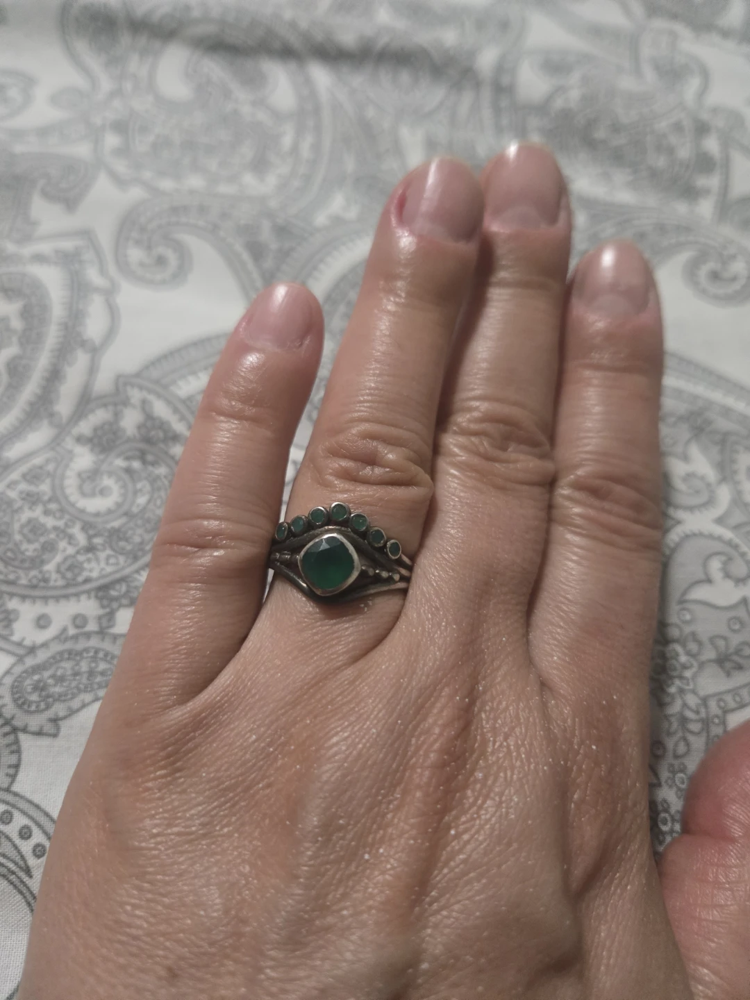 Silver 925 ring with natural emerald stones - photo 3