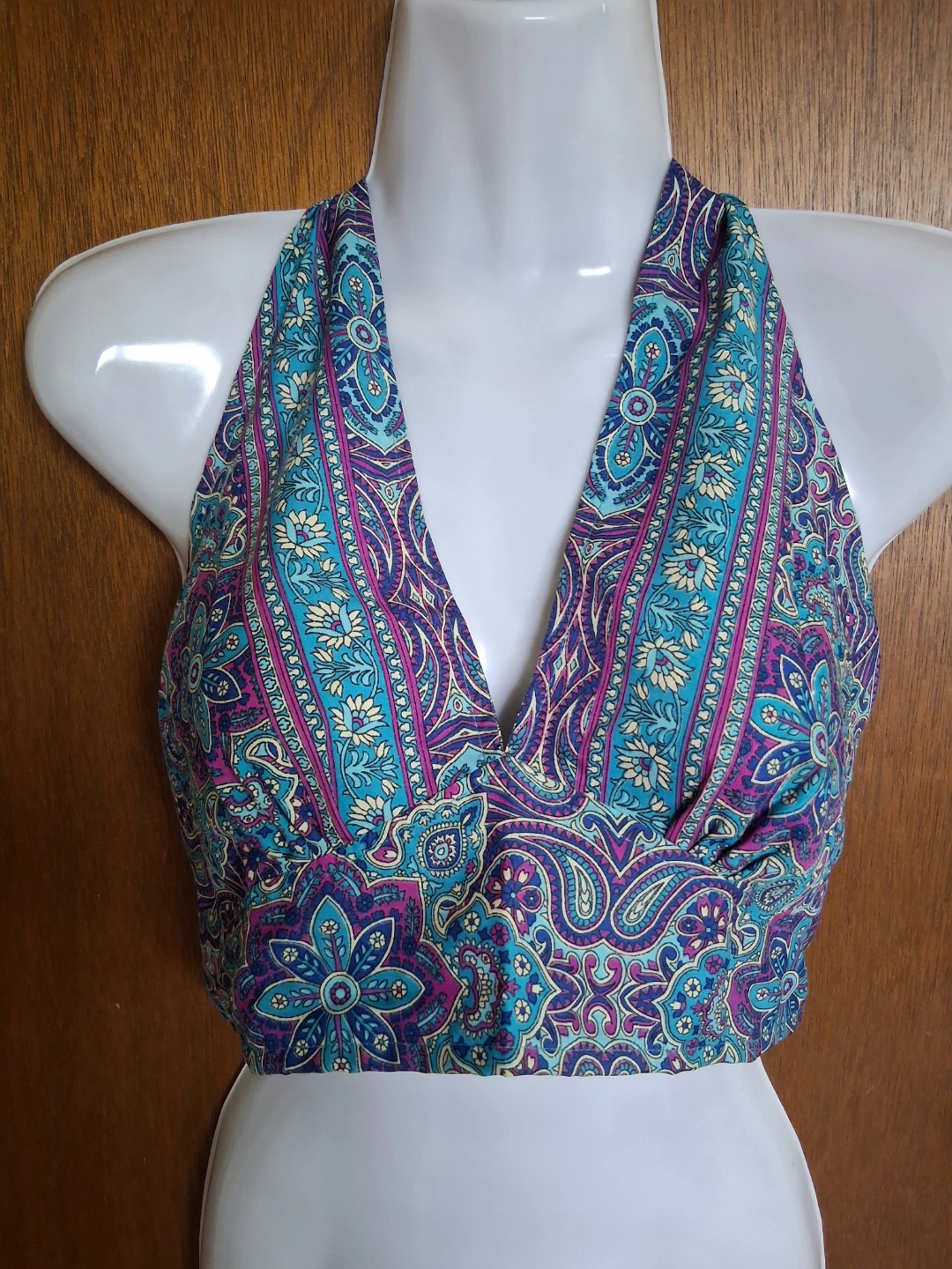 Halterneck Boho Print Crop Top