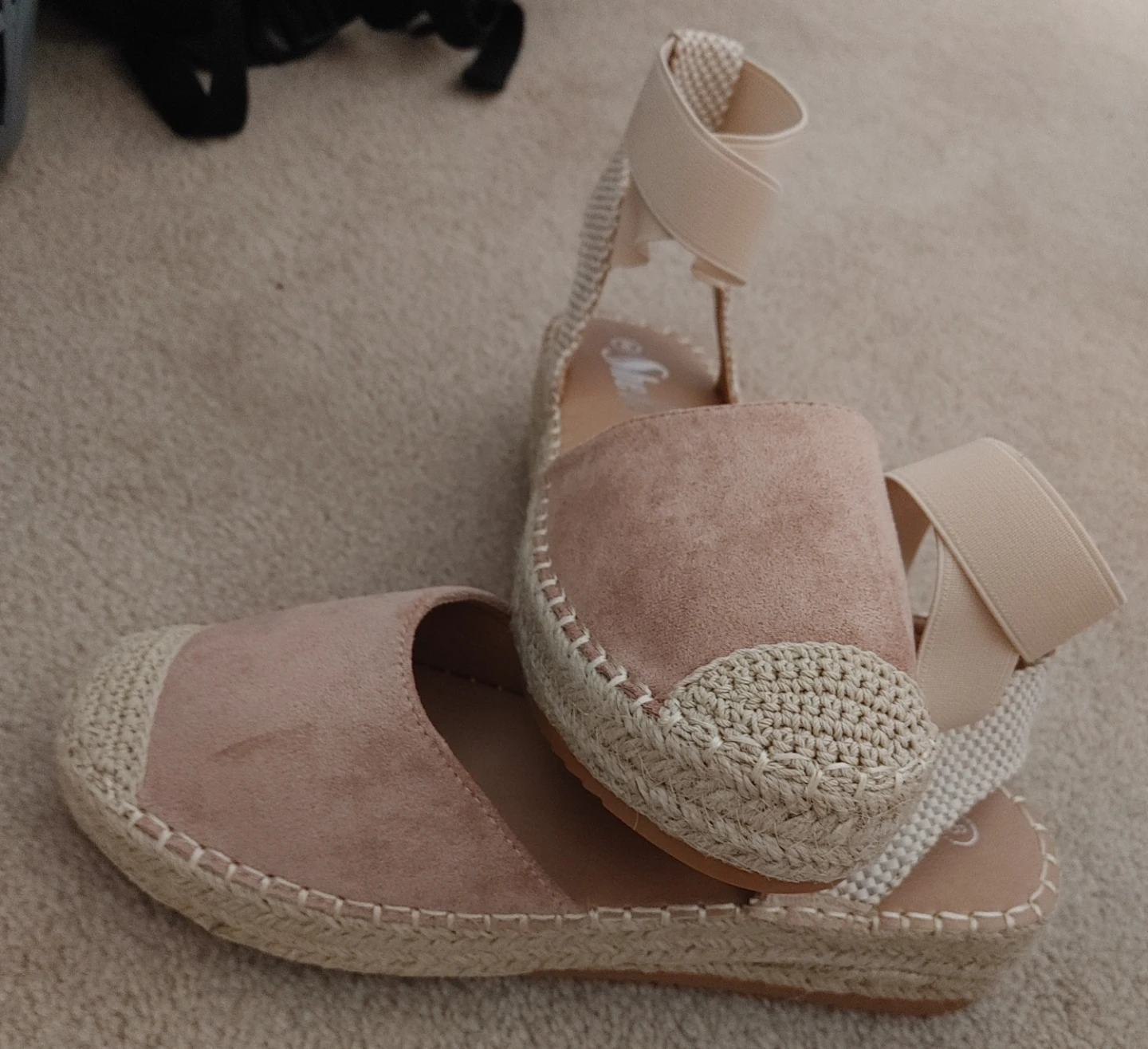 Pink Suede Espadrille Sandals