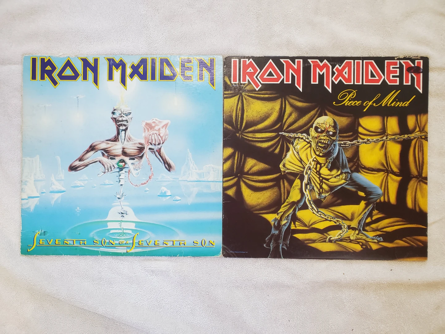 Iron Maiden Vinyl Record Lot - Piece of Mind & Seventh Son