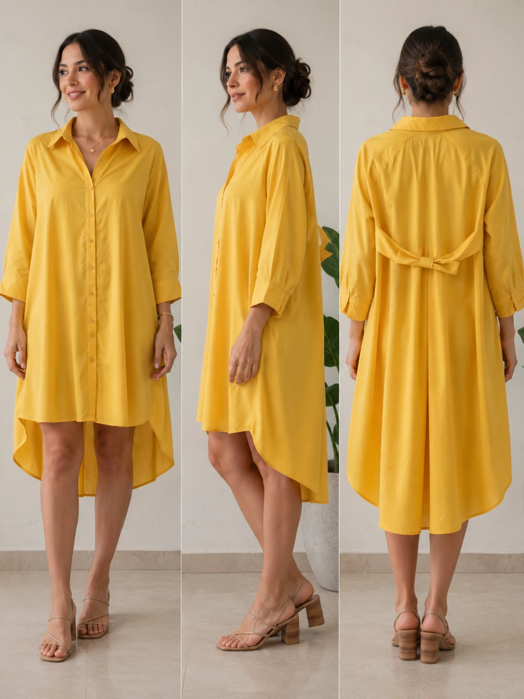 Step in Style Yellow Button-Up Shirt Dress - photo 2