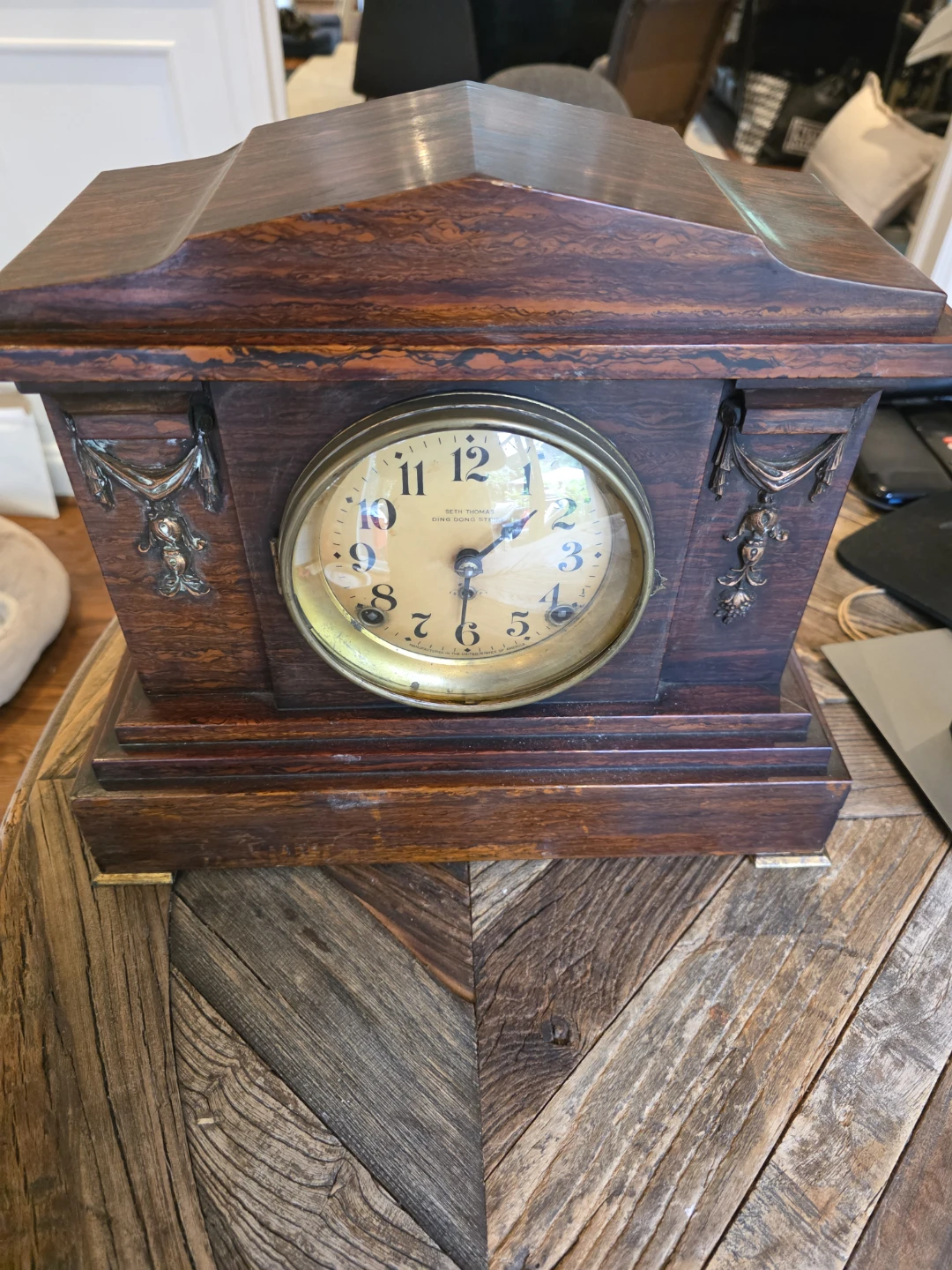 Vintage Seth Thomas Ding Dong Strike Mantel Clock with Key