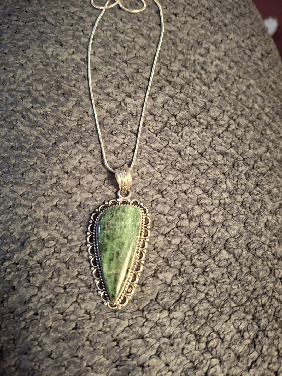 Sterling Silver Green Jasper Necklace - photo 2